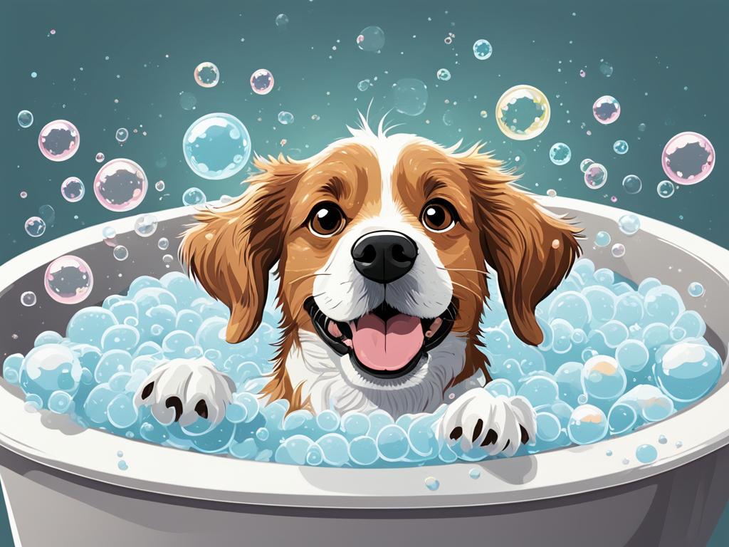 Dog enjoying a gentle flea bath